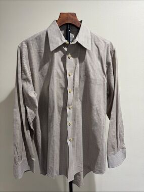 Nicole Miller New York Men's Plaid Button Down Dress Shirt (Size L)
